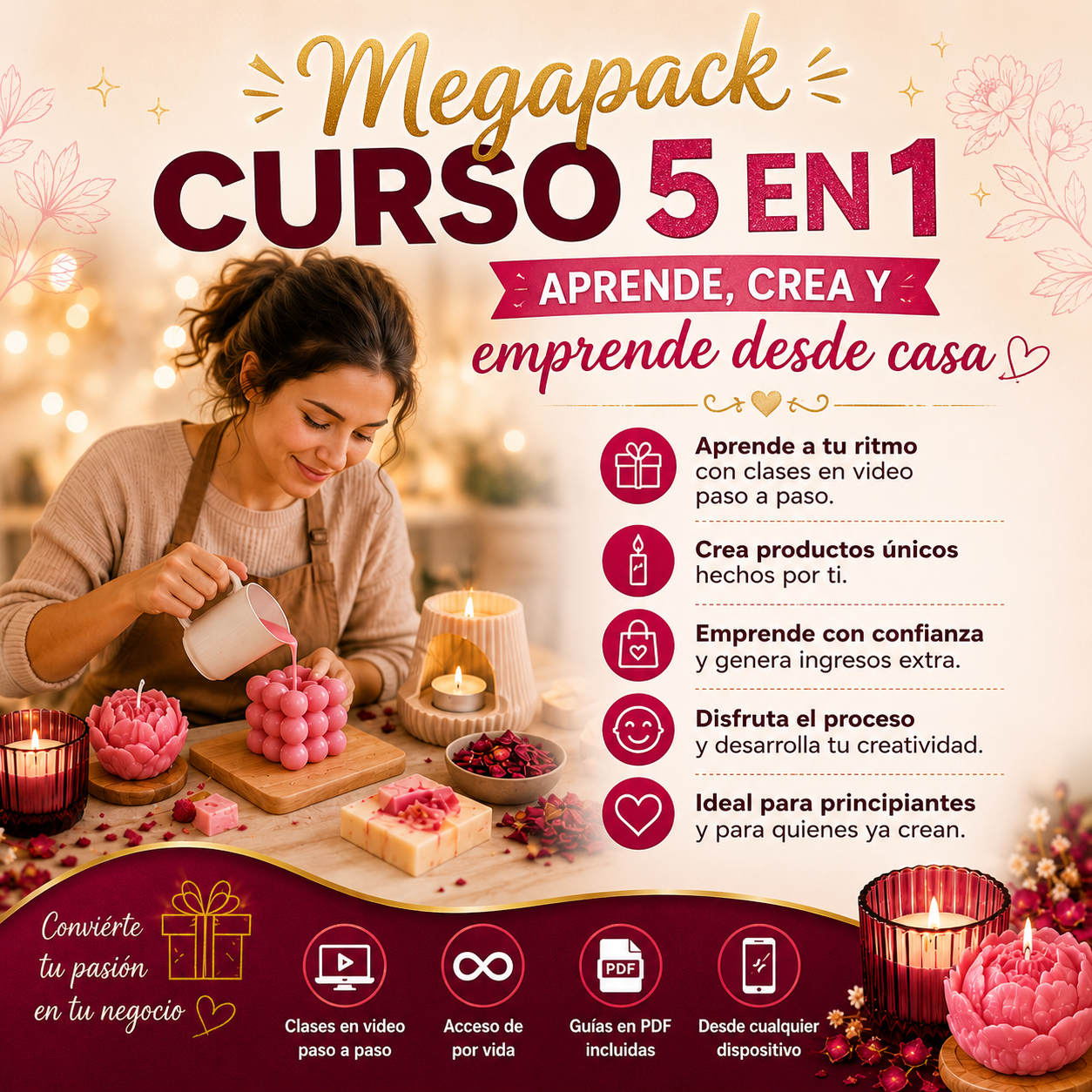 "Mega Pack Curso 5 en 1" - Aprende, crea y emprende desde casa